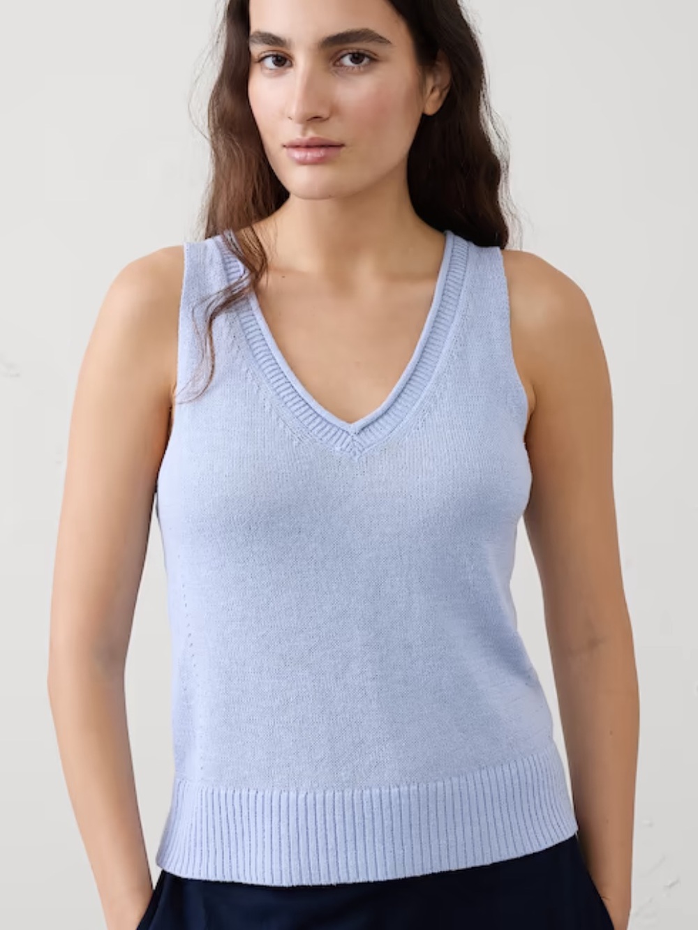 Banana Republic Factory RAMIE-COTTON POINTELLE SWEATER TANK